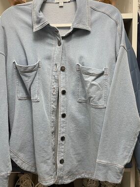 Threads 4 Thought Dusty Light Blue Button-Front Jean Jacket Womens